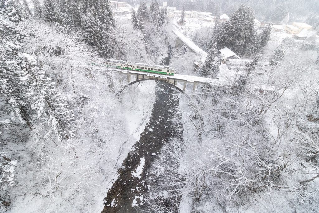 只見線,雪景色,電車,雪