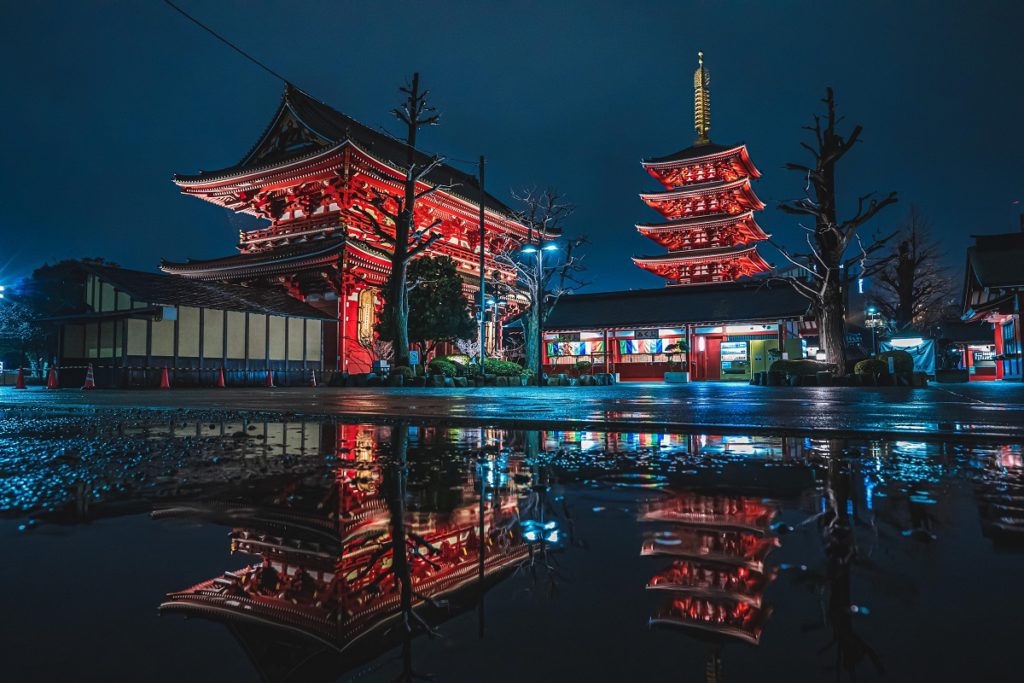 浅草,雨,浅草寺,リフレクション