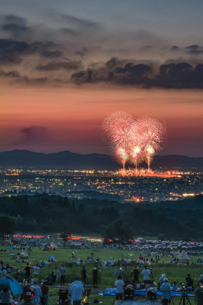 長岡,花火,長岡花火,夕焼け